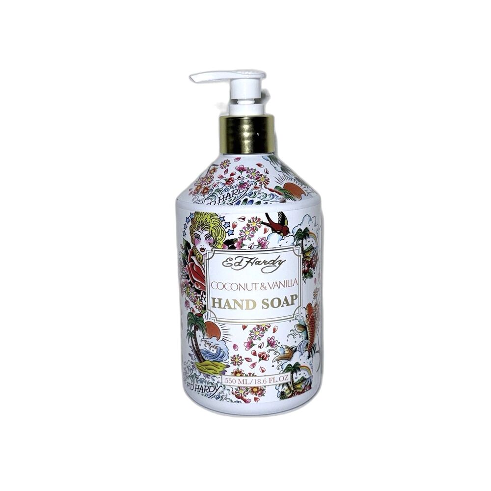 Ed Hardy Coconut & Vanilla Hand Soap 18.6 fl oz Bottle Fresh & Clean Scent NEW